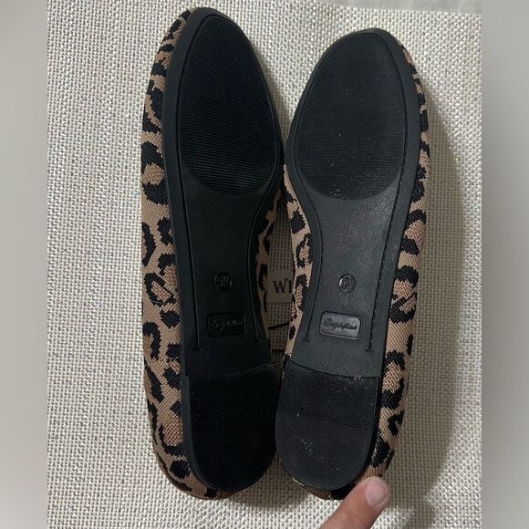 Seychelles 8W/9W Tan Brown Black Animal Leppard Print Knit Memory Foam Flats - Picture 7 of 9